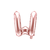 Folija balona burts &quot;W&quot;, 35 cm, rozā zelts
