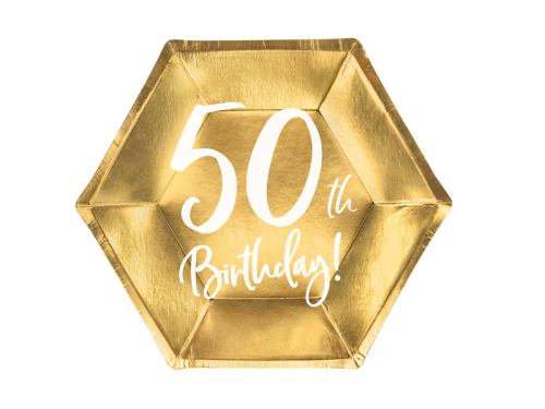 Plāksnes 50. dzimšanas diena, zelta, 20 cm (1 gab. / 6 gab.)