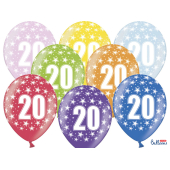 Balloons 30cm, 20th Birthday, Metallic Mix (1 pkt / 50 pc.)