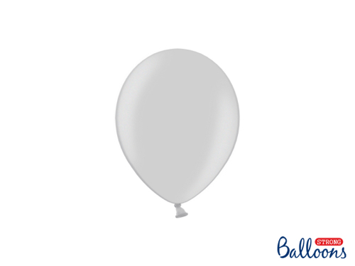 Spēcīgi baloni 12 cm, metālisks sudraba sniegs (1 pkt / 100 gab.)