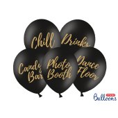 Balloons 30cm, Candy Bar, Chill, Dance Floor, Drinks, Photo Booth, Pastel Black (1 pkt / 5 pc.)