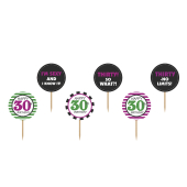 Cupcake toppers Thirty, mix, 9,2 m (1 gab. / 6 gab.)