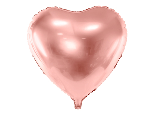 Folija balona sirds, 61 cm, rozā zelts