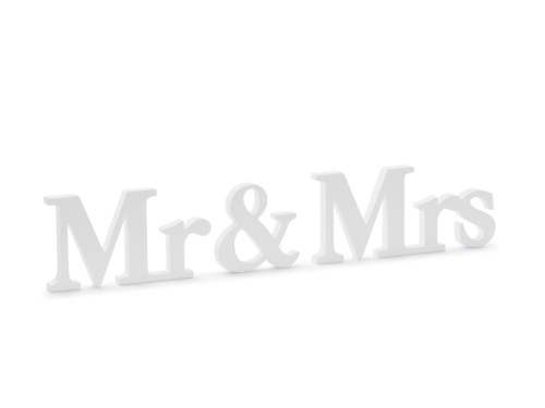 Koka uzraksts Mr & Mrs, balts, 50x9,5cm Koka uzraksts Mr & Mrs, balts, 50x9,5cm