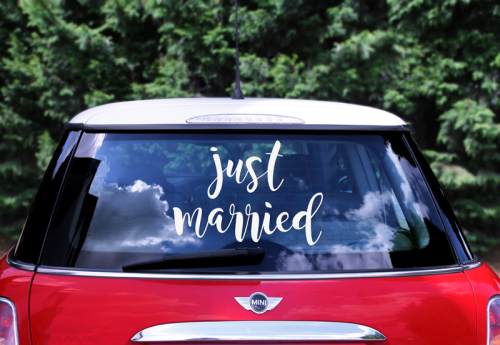 Wedding day car sticker - Just married, 33x45cm