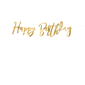 Reklāmkarogs Daudz laimes dzimšanas dienā, zelts, 16,5x62 cm
