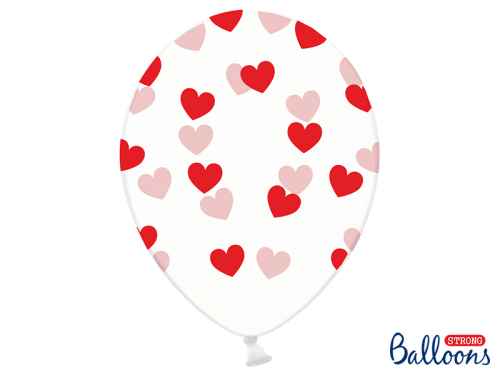 Balloons 30cm, Hearts, Crystal Clear (1 pkt / 50 pc.)