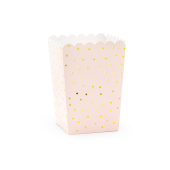 Boxes for popcorn Dots, light pink, 7x7x12.5cm (1 pkt / 6 pc.)