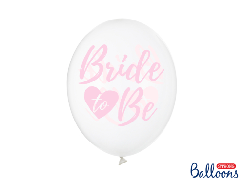 Balloons 30cm, Bride to be, Crystal Clear (1 pkt / 6 pc.)