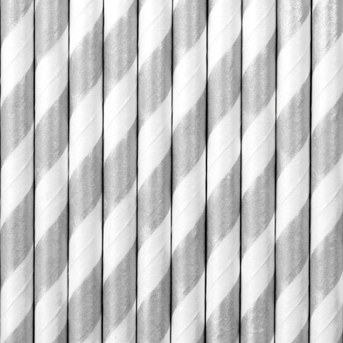 Paper Straws, silver, 19.5cm (1 pkt / 10 pc.)