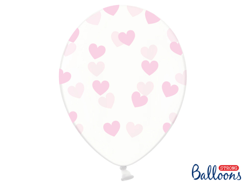 Balloons 30cm, Hearts, Crystal Clear (1 pkt / 50 pc.)