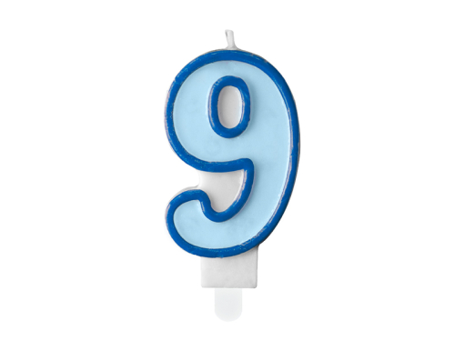 Birthday candle Number 9, blue, 7cm