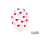 Balloons 30cm, Hearts, Crystal Clear (1 pkt / 6 pc.)