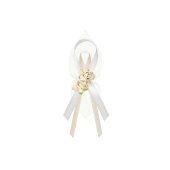 Lapel ribbons with roses, cream (1 pkt / 6 pc.)