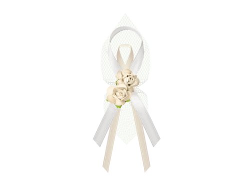 Lapel ribbons with roses, cream (1 pkt / 6 pc.)