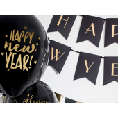 Balloons 30cm, Happy New Year, Pastel Black (1 pkt / 6 pc.)