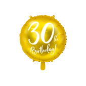 Folija balons 30. dzimšanas diena, zelts, 45 cm