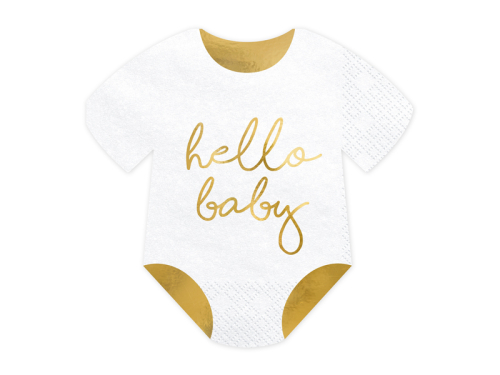 Bērnu audekla salvetes - Hello Baby, balts, 16x16cm (1 gab. / 20 gab.)
