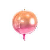 Folija balona ombula bumba, rozā un oranža, 35 cm