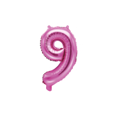 Воздушный шар фольгированный номер &quot;9&quot;, 35см, темно-розовый