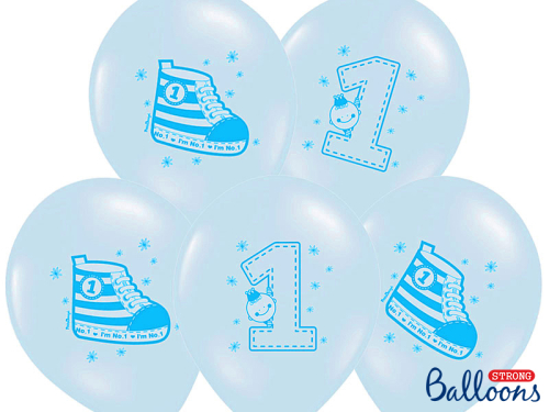 Balloons 30cm, Sneaker - Number 1, Pastel Blue (1 pkt / 50 pc.)