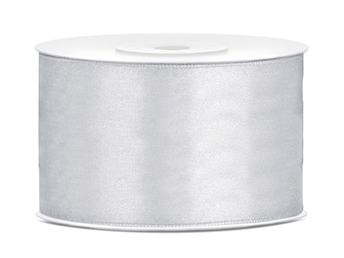 Satin Ribbon, silver, 38mm/25m Satin Ribbon, silver, 38mm/25m