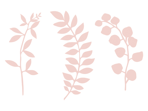 Ветка с декором из листьев, пудрово-розовая (1 шт. / 9 шт.)