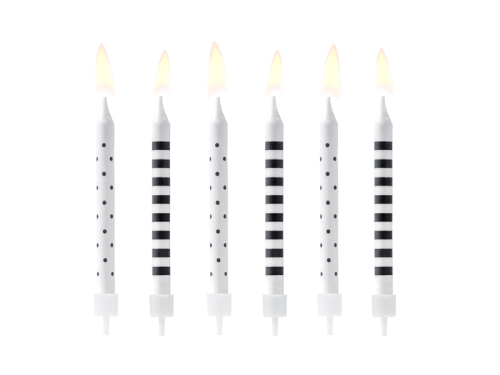 Birthday candles Dots and stripes, mix, 6.5cm (1 pkt / 6 pc.)