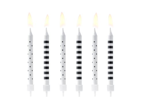 Birthday candles Dots and stripes, mix, 6.5cm (1 pkt / 6 pc.) Birthday candles Dots and stripes, mix, 6.5cm (1 pkt / 6 pc.)