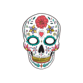 Mask Dia de Los Muertos, white, 19x28cm
