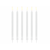 Vienkāršas dzimšanas dienas sveces, baltas, 14 cm (1 gab. / 12 gab.)