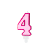Birthday candle Number 4, pink, 7cm