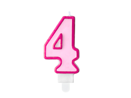 Свеча на день рождения Number 4, розовая, 7см Свеча на день рождения Number 4, розовая, 7см