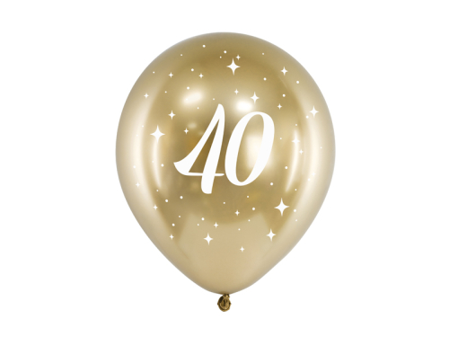 Glossy Balloons 30cm, 40, Gold (1 pkt / 6 gab.)