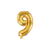 Folija balona numurs &quot;9&quot;, 35 cm, zelts