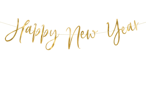 Баннер Happy New Year, золото, 66x18см