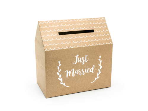 Коробка для свадебных открыток - Молодожены, крафт, 30x30.5x16.5см