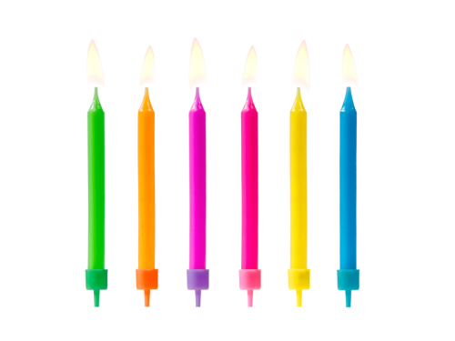 Dzimšanas dienas sveces Krāsainas, jauktas, 6,5cm (1 gab. / 6 gab.)