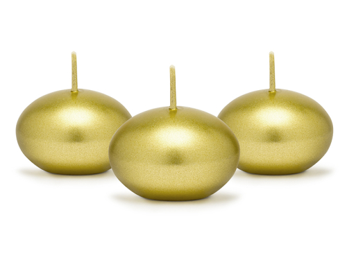 Peldošs sveču disks, metāla, zelta, 4 cm (1 gab. / 50 gab.)