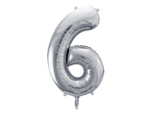 Folijas balonu numurs '' 6 '', 86cm, sudrabs
