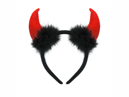 Headband Devil with fur, black