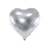 Folija balona sirds, 45 cm, sudraba