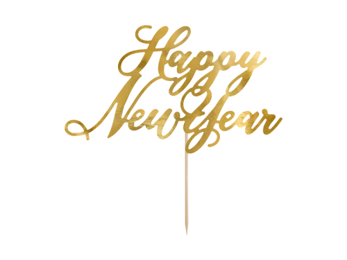 Топпер для торта Happy New Year, золото, 24см Топпер для торта Happy New Year, золото, 24см