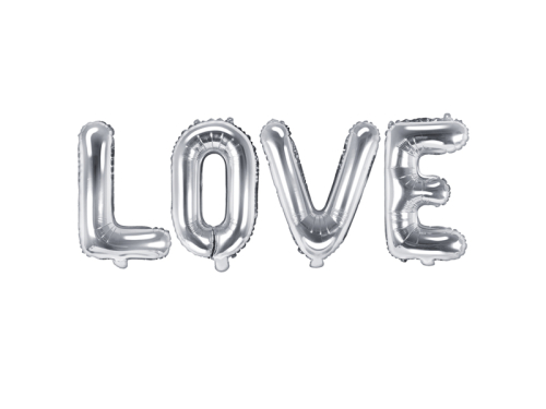 Foil Balloon Love, 75x35cm, silver