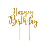 Топпер для торта Happy Birthday, золото, 22,5см