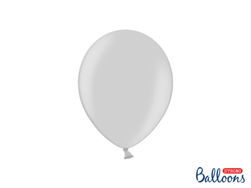 Spēcīgi baloni 23cm, metālisks sudraba sniegs (1 pkt / 100 gab.)
