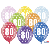 Balloons 30cm, 80th Birthday, Metallic Mix (1 pkt / 50 pc.)