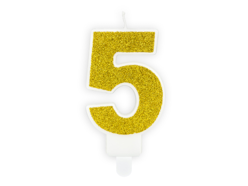 Birthday candle Number 5, gold, 7cm Birthday candle Number 5, gold, 7cm