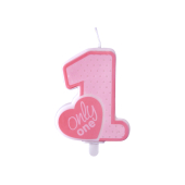 Dzimšanas dienas svece Only One, gaiši rozā, 8cm