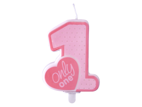 Dzimšanas dienas svece Only One, gaiši rozā, 8cm
